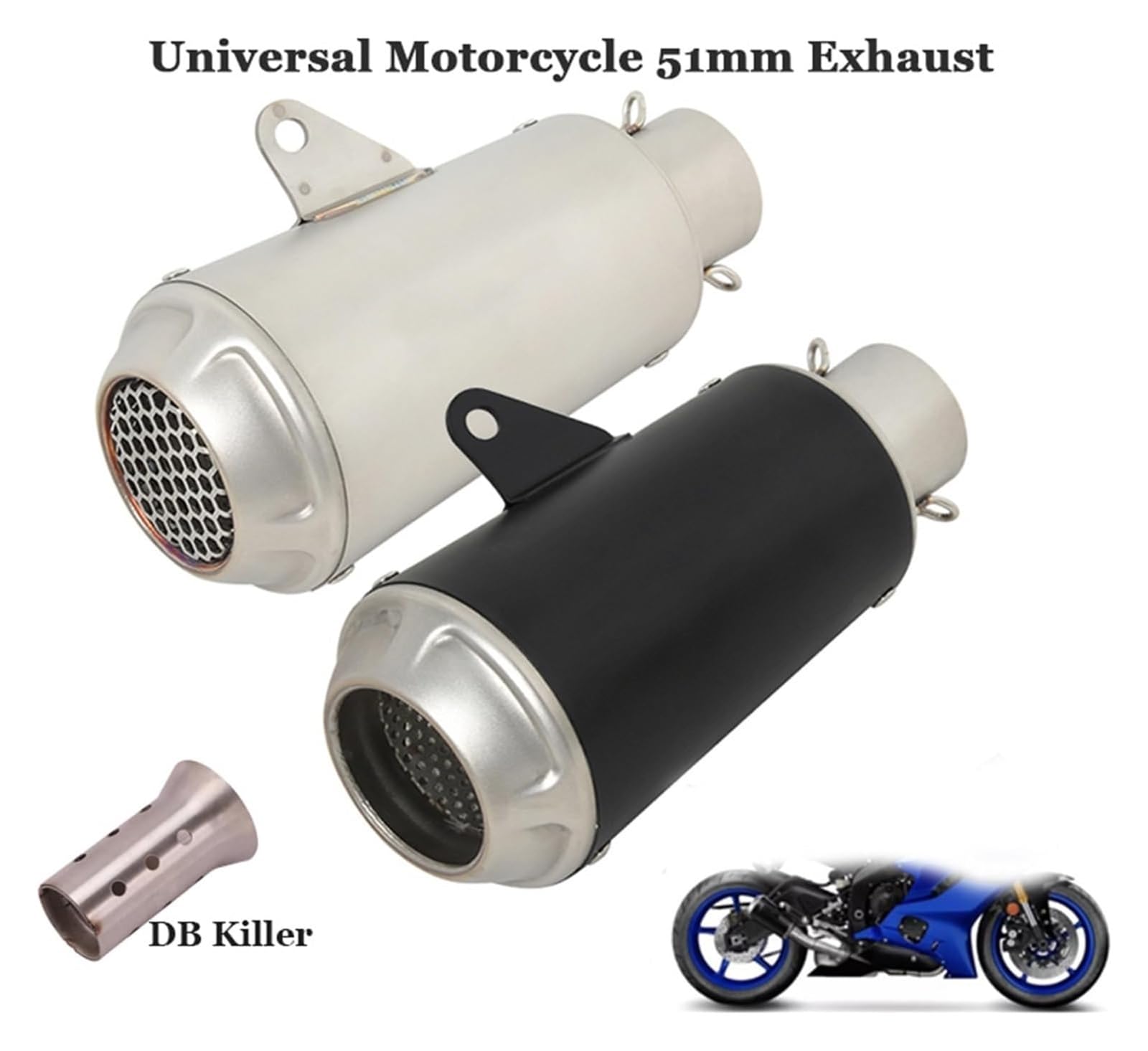 取り付け簡単 51mm オートバイアクセサリー排気マフラーパイプ